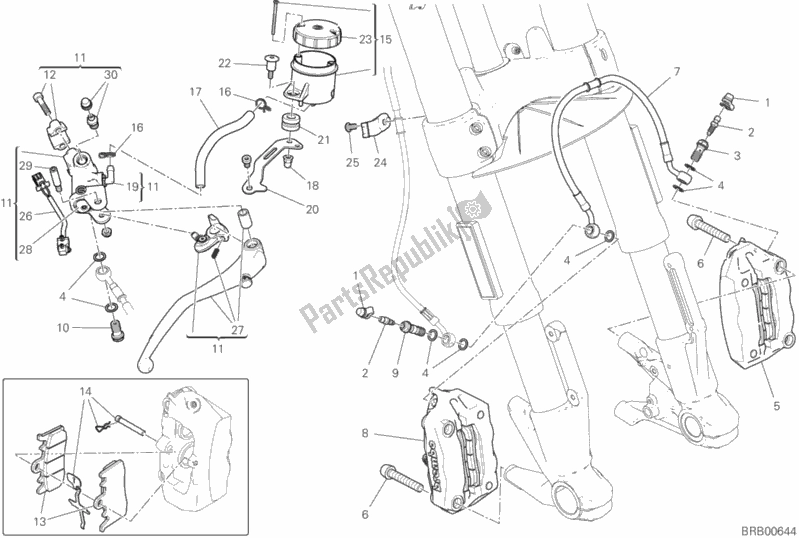 All parts for the Front Brake System of the Ducati Supersport S 937 2018